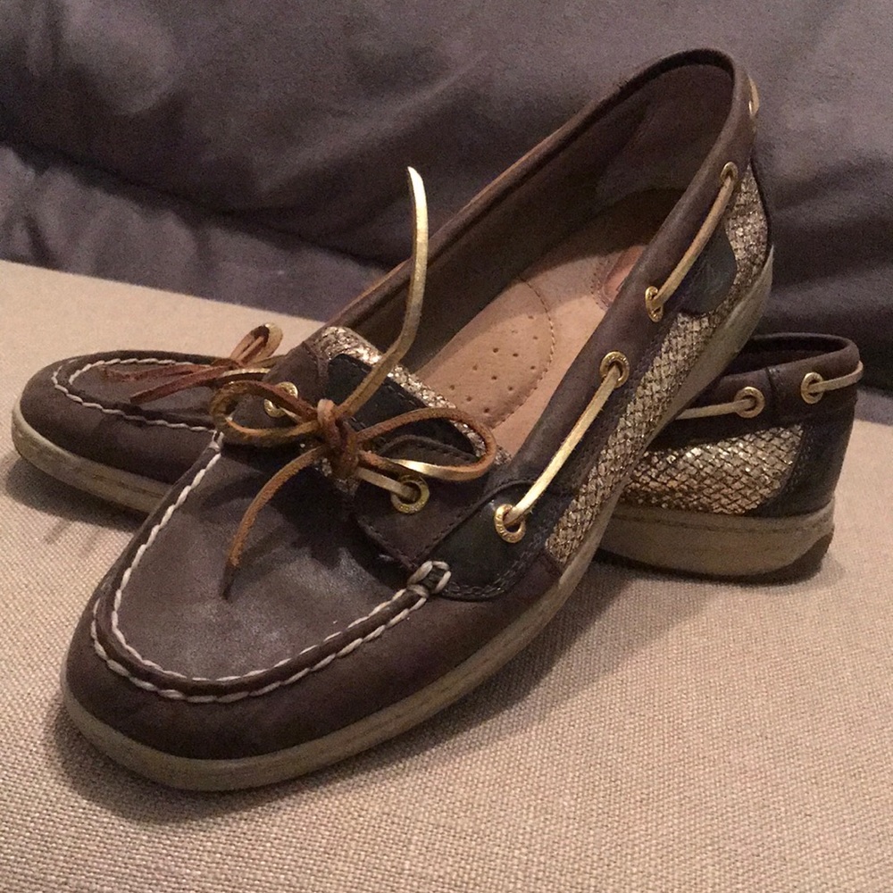 Dark Brown & Gold Sperry Topsiders